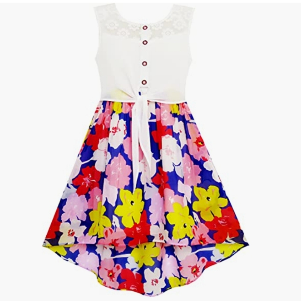Girls Tied Waist Dress (Size 8)